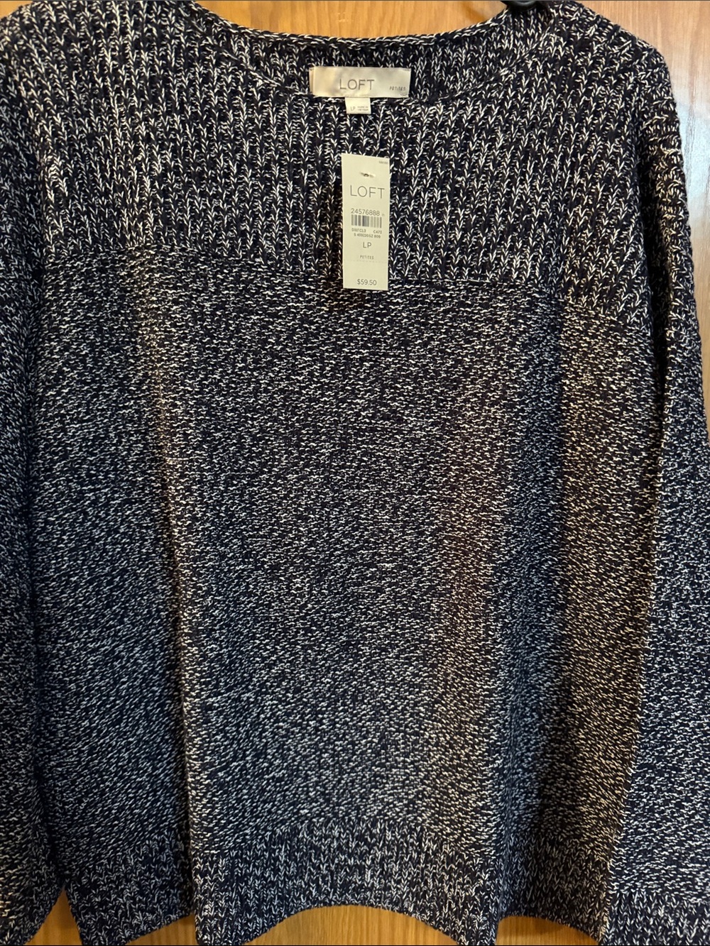 LOFT Men's Navy & White Marled Crewneck Sweater